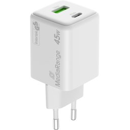 Incarcator USB-C MediaRange MRMA113-2 | 45W, Power Delivery, Alb