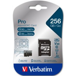 Card de Memorie Verbatim 47045 | microSDXC 256GB, U3, Adaptor SD