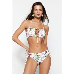 Trendyol Floral Patterned Tie-Up Regular Leg Bikini Bottom