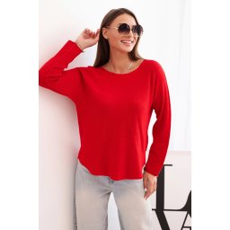 Kesi Włoski Women's sweater made of viscose with long sleeves and a round neckline red