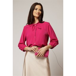 Camasa magenta cu funda la guler si inchidere cu nasturi