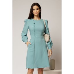 Rochie DY Fashion scurta bleu cu nasturi pe bust si fusta tip A