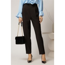 Pantaloni lungi negri croi conic si nasturi pe talie