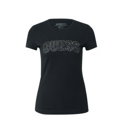 GUESS Tricou negru / argintiu