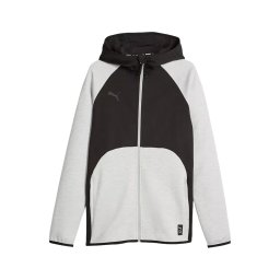 PUMA Bluză cu fermoar sport 'Hoops Team Dime' gri deschis / negru