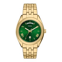 FOSSIL Ceas analogic 'Campbell' auriu / verde smarald
