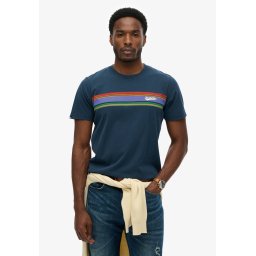 Superdry & Co Tricou albastru marin / verde / lila / roșu