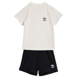 ADIDAS ORIGINALS Set 'REGULAR WIDE RIB SHORT T-SHIRT' negru / alb