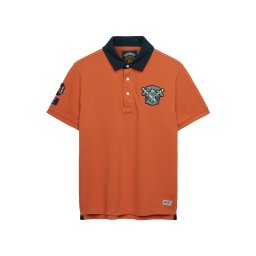 Superdry & Co Tricou 'Vintage' albastru închis / portocaliu homar / alb