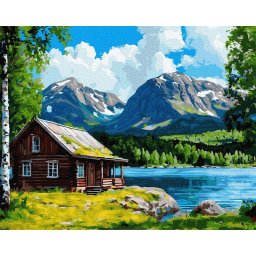 Set pictura pe numere, cu sasiu, Acoperis rece, inima calda, 40x50 cm