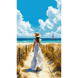 Set pictura pe numere, cu sasiu, Pasi spre mare, 40x70 cm