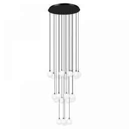 Candelabru Aspen K-32, 24xG9, D70cm, H258, metal negru, sticlă albă