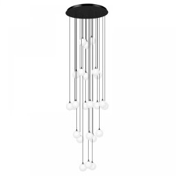 Candelabru Aspen K-33, 24xG9, D70cm, H258, metal negru, sticlă albă