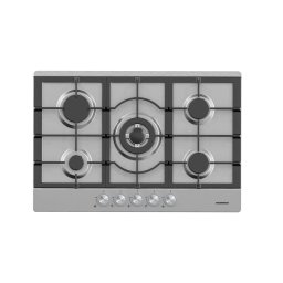 Plita incorporabila Heinner HBH-M705IWFIX, Gaz, 5 arzatoare, Wok, Gratare de fonta, Aprindere electrica, Inox