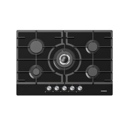 Plita incorporabila Heinner HBH-M705IWFGBK, Gaz, 5 arzatoare, Wok, Gratare de fonta, Aprindere electrica, Negru