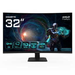 Gigabyte Monitor gaming 31.5" GS32QCA, Non-glare, Rezolutie: 2560 x 1440 (QHD), Luminozitate: 250 cd/m2 (TYP), Contrast: 3500:1, Unghi vizualizare: 178°(H)/178°(V), Culori: 1.07B, Timp raspuns: 1ms, Refresh rate: 180Hz, HDR Ready, Flicker-free, Interfata: