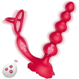 Vibrator Rosy Flower with Ring Rosu