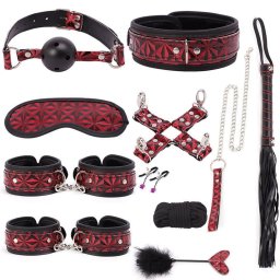 Set Rosy Bondage 11pcs Rosu/Negru