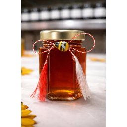 Mărțișor – Miere de mană 80g cu șnur tradițional și albinuță decorativă