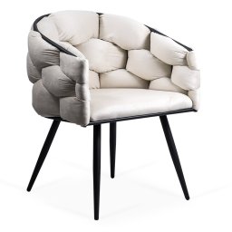 Scaune living din catifea cu picioare metalice BUC 256 crem