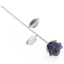 Trandafir din metal argintiu si Fluorit, 24cm