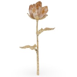 Trandafir Citrin brut si metal auriu, 21cm