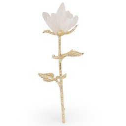 Trandafir Cristal de stanca brut si metal auriu, 21cm