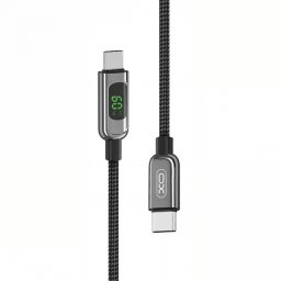 Cablu Date si Incarcare USB-C - USB-C XO Design NB-Q203B Display, 60W, 1m, Negru