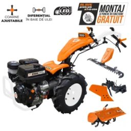 Motocultivator RURIS 977CSP 16CP, benzina, pornire electrica, 3+2 viteze, diferential + lama de cosit 977S + freza de sapat S977 + plug P977
