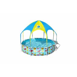 Piscina copii cu cadru metalic bestway steelpro, cu pavilion, albastru 244x51 cm, bw56432