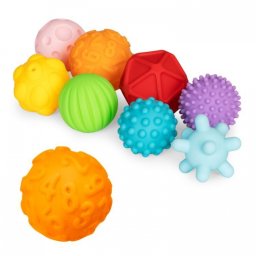 Set de 8 mingi senzoriale din cauciuc moale pentru copii huanger he0235