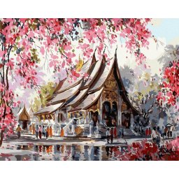 Set pictura pe numere, cu sasiu, Gradina japoneza, 40x50 cm