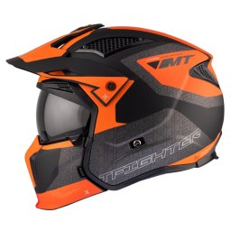 Casca MT Streetfighter SV S B4 Totem portocaliu mat (ochelari soare integrati) - masca (protectie) barbie si cozoroc detasabile - omologare noua ECE 22.06