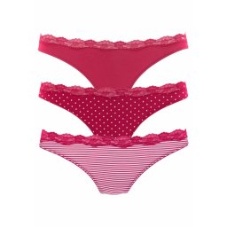 LASCANA Tanga roșu cranberry / alb