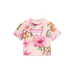 GUESS Tricou verde / roz / roz deschis / alb