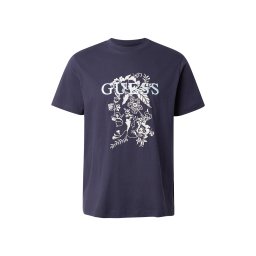 GUESS Tricou albastru închis / alb