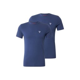 GUESS Tricou 'CALEB HERO' albastru / alb