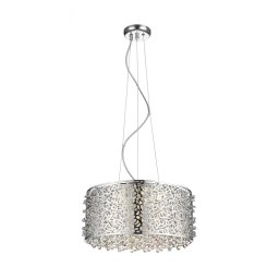 Suspensie Forest SP5, H:145 cm D:40 cm, 25W, 2250 lumeni, sticla transparenta, metal crom, cristal A