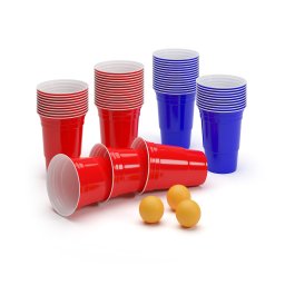 BeerCup Nadal 16 Oz, set de pahare roșii și albastre de petrecere, două culori, inclusiv mingiuțe și regulament (182-100-FBA)