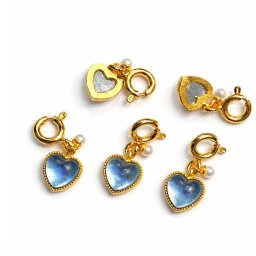 Pandantiv Charm Acvamarin 15x5x5 mm cupro aurit cu inchizator pentru creatii unice 1 buc