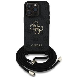 Husa Husa pentru iPhone 16 Pro - Guess Hardcase 4G Big Logo with Cord Strap (GUHCP16LP4GMGCRK) - Black