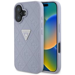 Husa Husa pentru iPhone 16 - Guess Leather Hot Stamp 4G Pattern Triangle Metal Logo (GUHCP16SPGP4STRU) - Light Purple