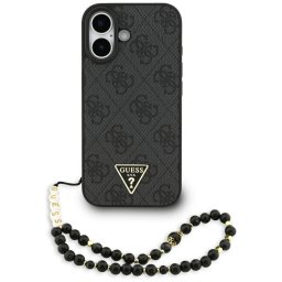 Husa Husa pentru iPhone 17 - Guess Hardcase 4G Triangle Logo MagSafe with Cord Strap (GUHMP17SP4TSDPPSK) - Black