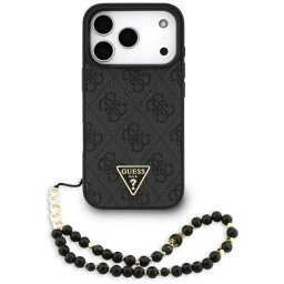 Husa Husa pentru iPhone 17 Pro Max - Guess Hardcase 4G Triangle Logo MagSafe with Cord Strap (GUHMP17XP4TSDPPSK) - Black