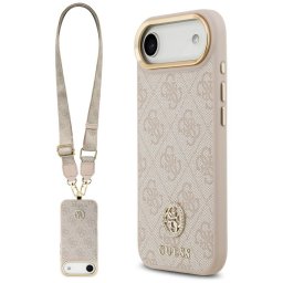 Husa Husa pentru iPhone 17 Air - Guess Hardcase 4G Strass Logo & Big Strap (GUHMP17MP4G4DCSP) - Pink