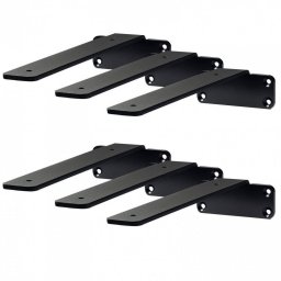 Mobilier interior Set 6 suporturi pentru rafturi, Vivatechnix 210 x 100 x 45 mm, Otel, Negru, max 72.6 kg, Grosime 5 mm