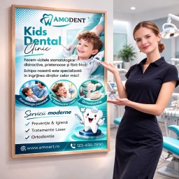 Poster Personalizat + Ramă Aspect Lemn – Tematică Stomatologie (Dimensiune Poster: 40x50cm)