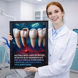 Poster cu Ramă Neagră – Infecție dentară netratată DNT40 (Dimensiune Poster: 40x50cm)
