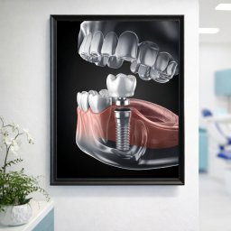 Poster cu Ramă Neagră – Implantul dentar DNT9 (Dimensiune Poster: 50x70cm)