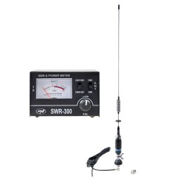 Antena CB PNI S75 , 75 cm, cu fluture, cablu RG58 de 4m si reflectometru PNI SWR-300 pentru masurare SWR